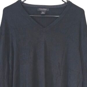 Banana Republic Mens Luxury Blend Silk Cotton Cashmere V-Neck Sweater‎ Black XL